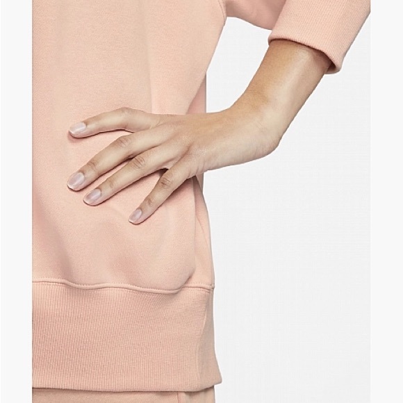 NIKE SPORTSWEAR PHOENIX OVER-OVERSIZED MOCK NECK CROPPED SLEEVE SWEATSHIRT PEACH - Picture 5 of 6